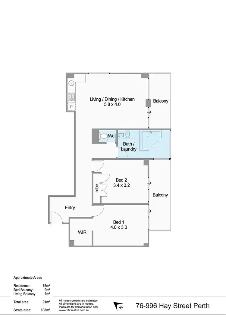 Floorplan of Homely apartment listing, 76/996 Hay Street, Perth WA 6000
