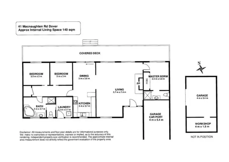 Floorplan of Homely house listing, 41 McNaughten Road, Dover TAS 7117