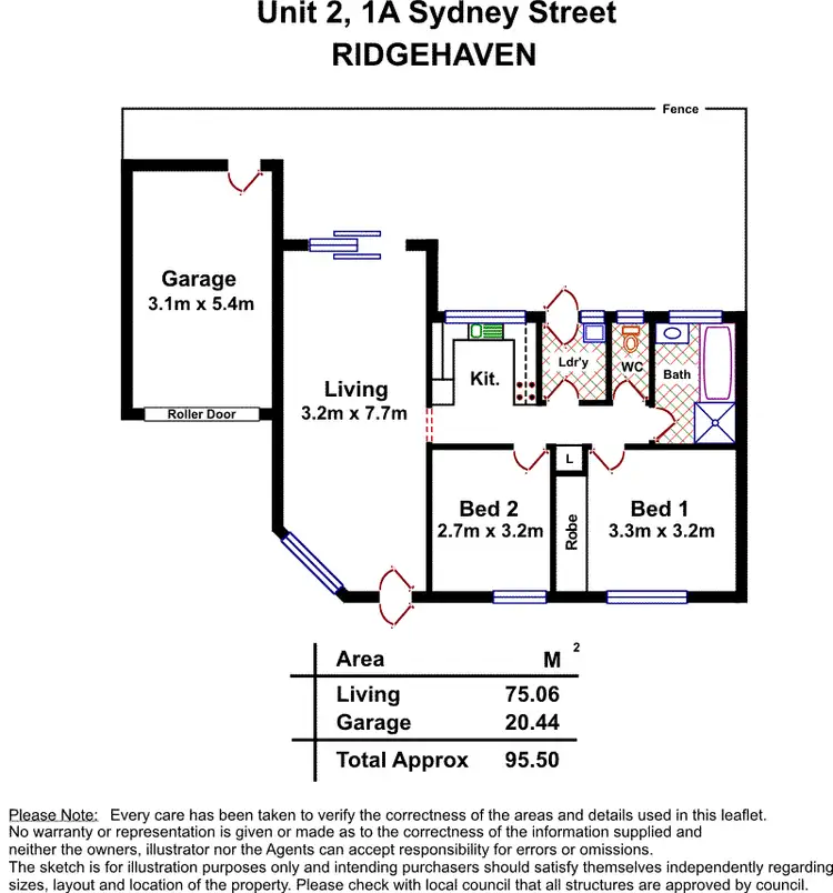 Floorplan of Homely unit listing, 2/1A Sydney Street, Ridgehaven SA 5097