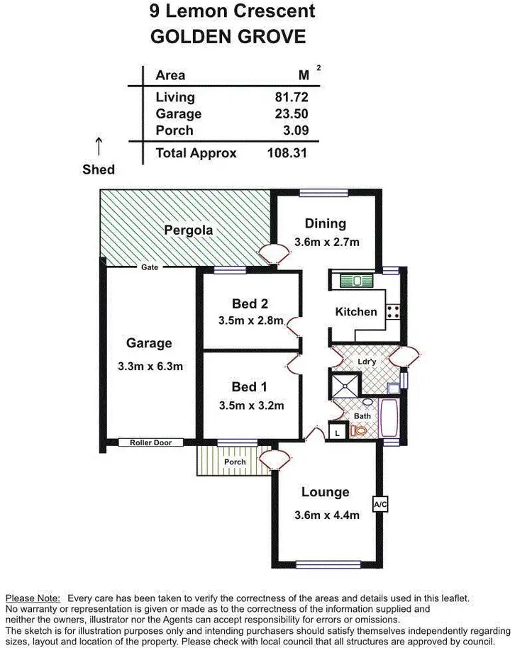 Floorplan of Homely house listing, 9 Lemon Crescent, Golden Grove SA 5125