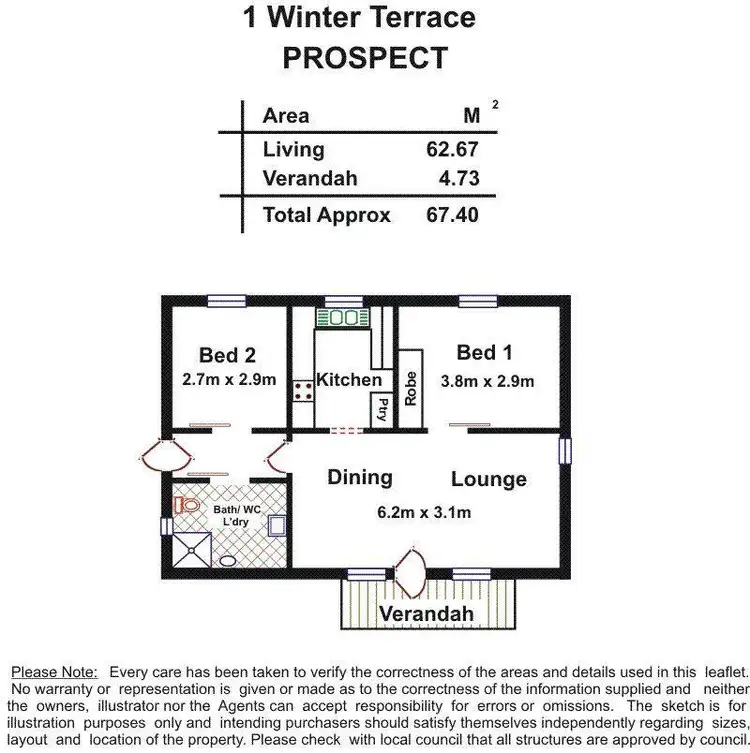 Floorplan of Homely house listing, 1 Winter Terrace, Prospect SA 5082