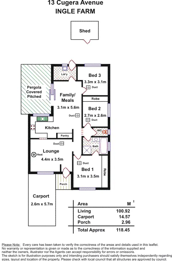 Floorplan of Homely house listing, 13 Cugera Avenue, Ingle Farm SA 5098