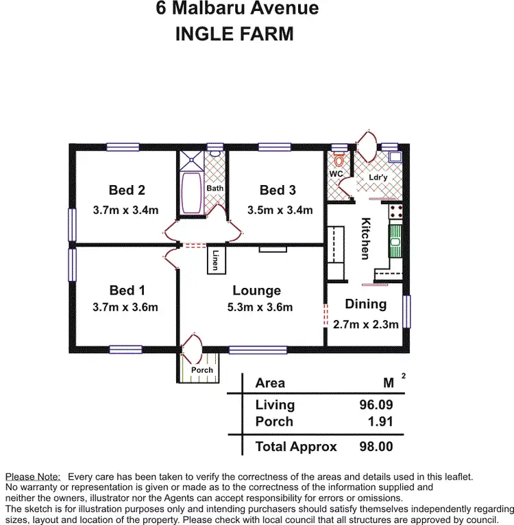Floorplan of Homely house listing, 6 Malbaru Avenue, Ingle Farm SA 5098