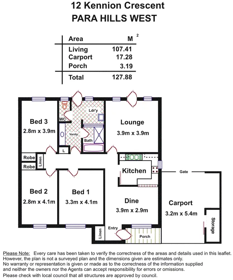 Floorplan of Homely house listing, 12 Kennion Crescent, Para Hills West SA 5096