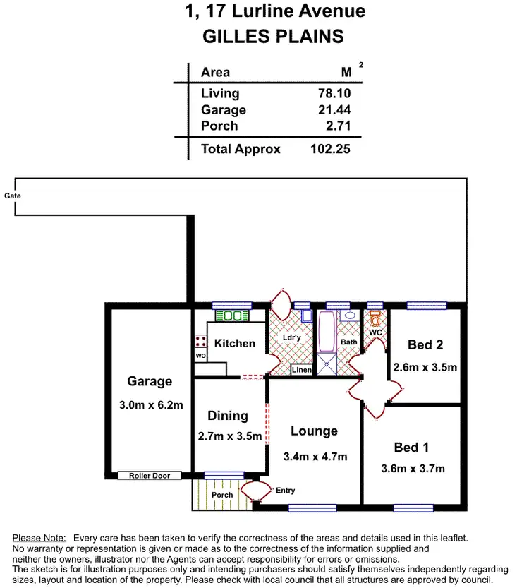 Floorplan of Homely unit listing, 1/17 Lurline Avenue, Gilles Plains SA 5086