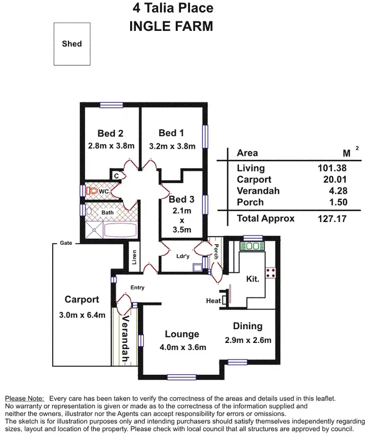 Floorplan of Homely house listing, 4 Talia Place, Ingle Farm SA 5098