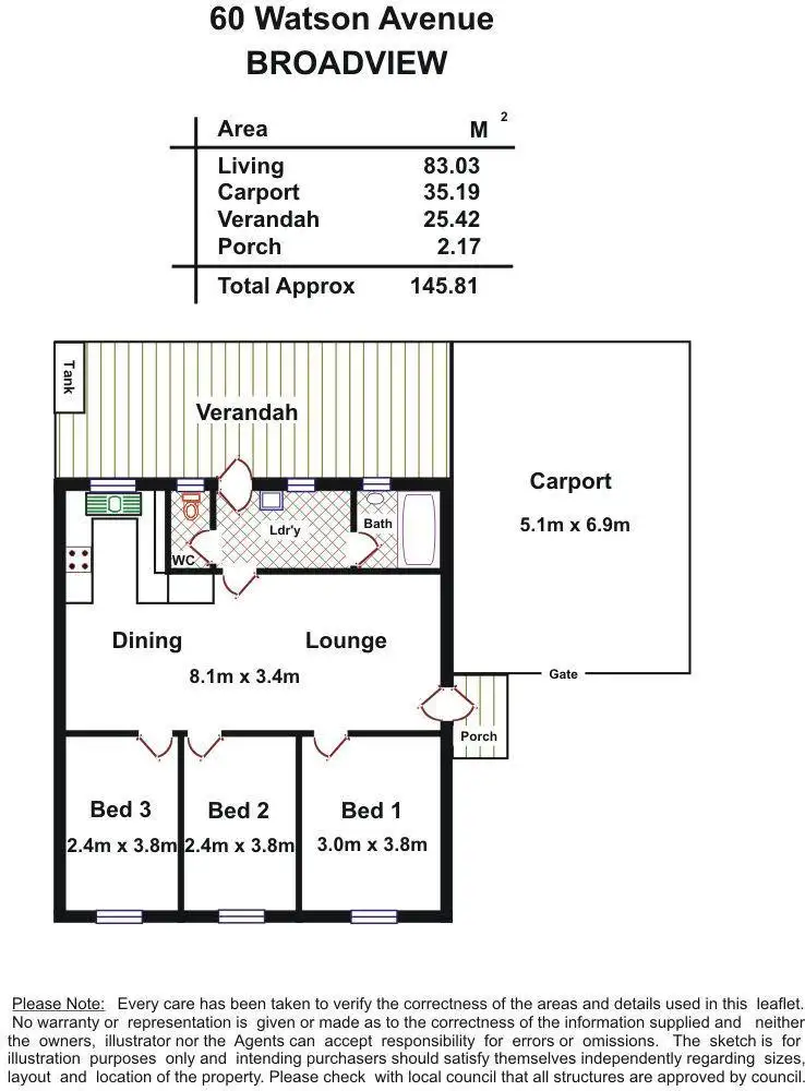 Floorplan of Homely house listing, 60 Watson Avenue, Broadview SA 5083