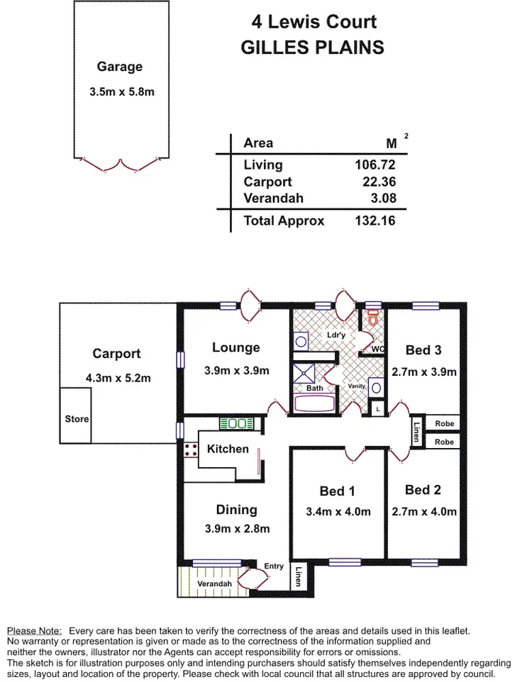 Floorplan of Homely house listing, 4 Lewis Court, Gilles Plains SA 5086