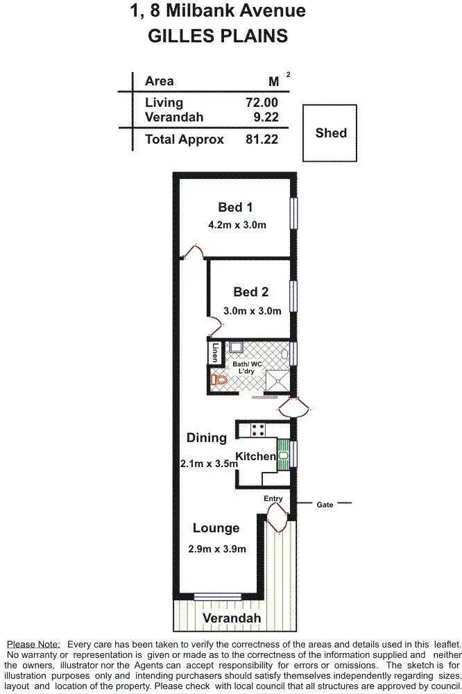 Floorplan of Homely house listing, 1/8 Milbank Avenue, Gilles Plains SA 5086