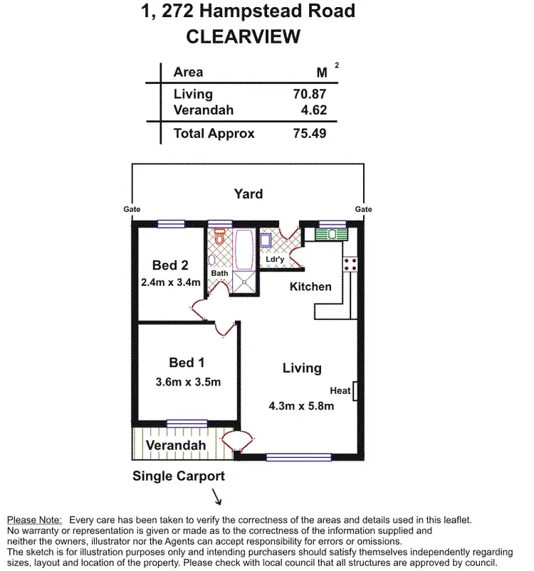 Floorplan of Homely unit listing, 1/272 Hampstead Road, Clearview SA 5085