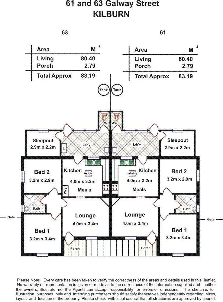 Floorplan of Homely house listing, 61 & 63 Galway Street, Kilburn SA 5084