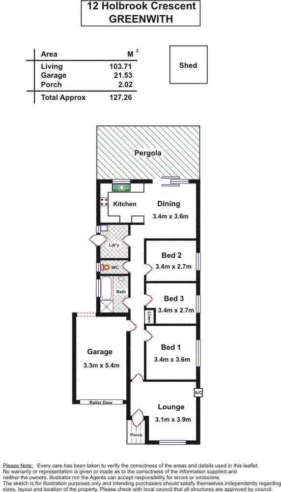 Floorplan of Homely house listing, 12 Holbrook Crescent, Greenwith SA 5125