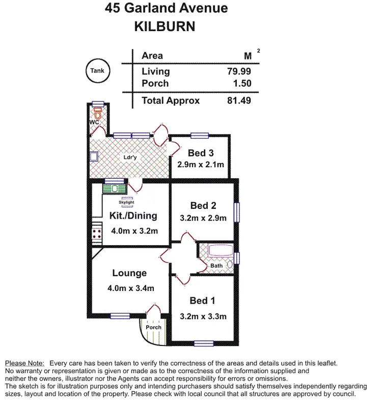 Floorplan of Homely house listing, 45 Garland Avenue, Kilburn SA 5084