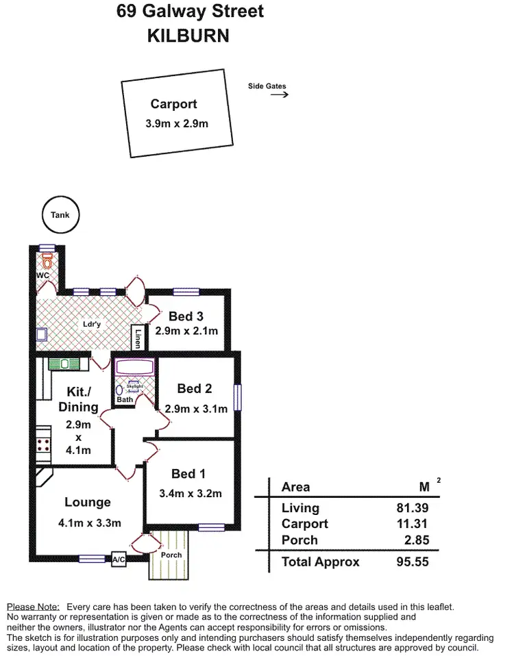 Floorplan of Homely house listing, 69 Galway Street, Kilburn SA 5084