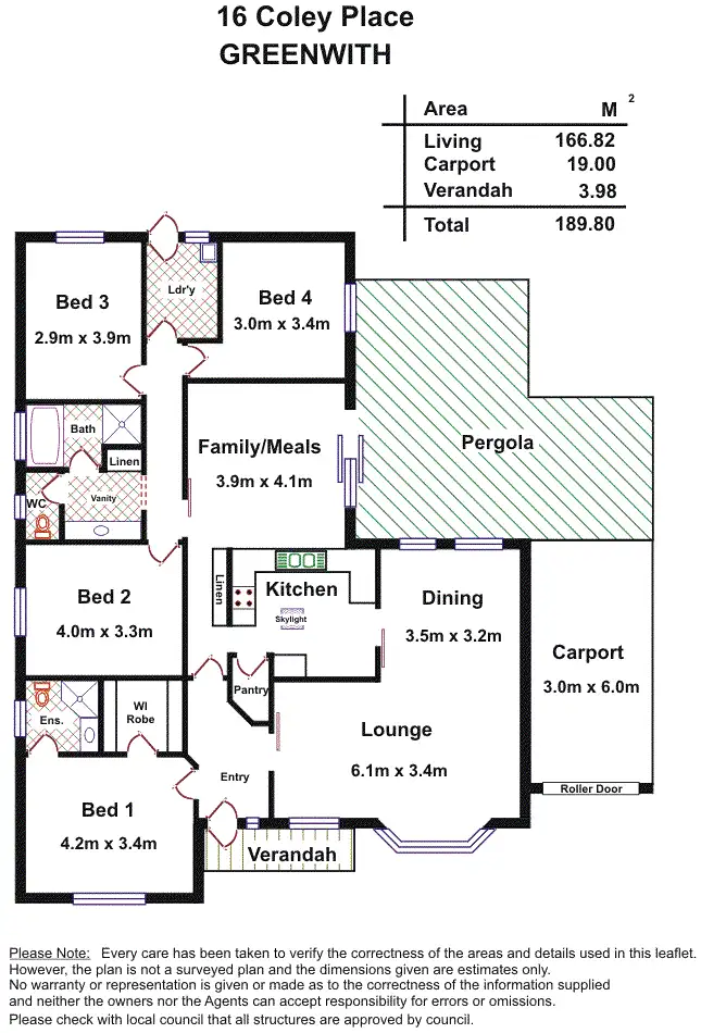 Floorplan of Homely house listing, 16 Coley Place, Greenwith SA 5125