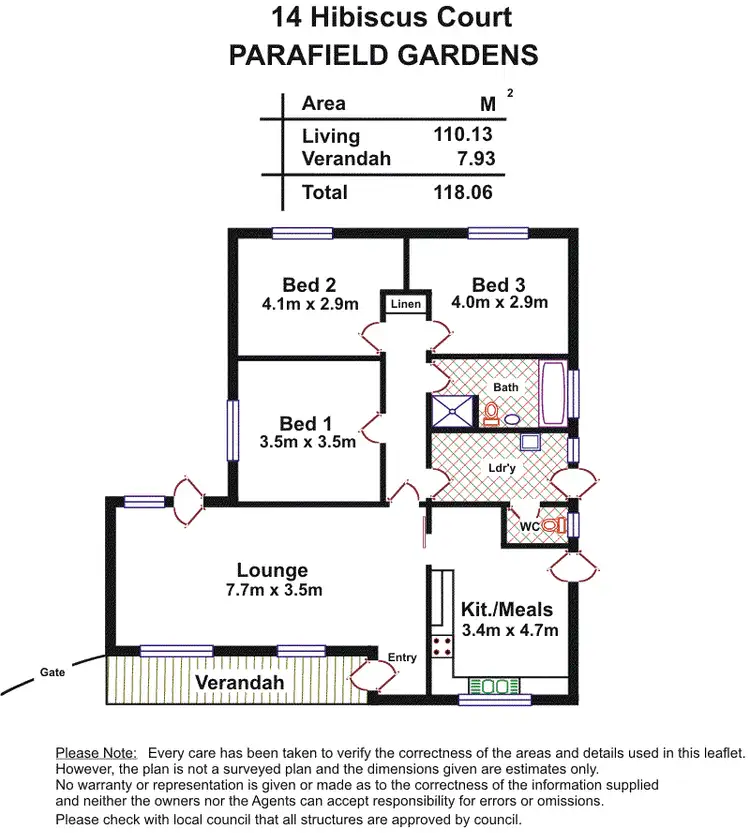 Floorplan of Homely house listing, 14 Hibiscus Court, Parafield Gardens SA 5107