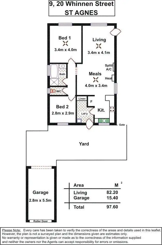 Floorplan of Homely unit listing, 9/20 Whinnen Street, St Agnes SA 5097