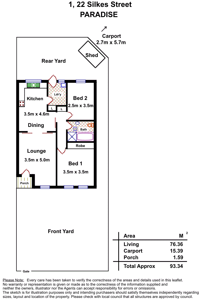Floorplan of Homely unit listing, 1/22 Silkes Road, Paradise SA 5075