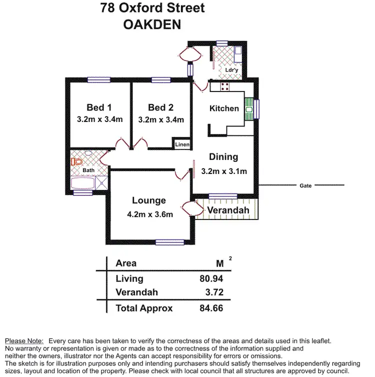 Floorplan of Homely house listing, 78 Oxford Street, Oakden SA 5086
