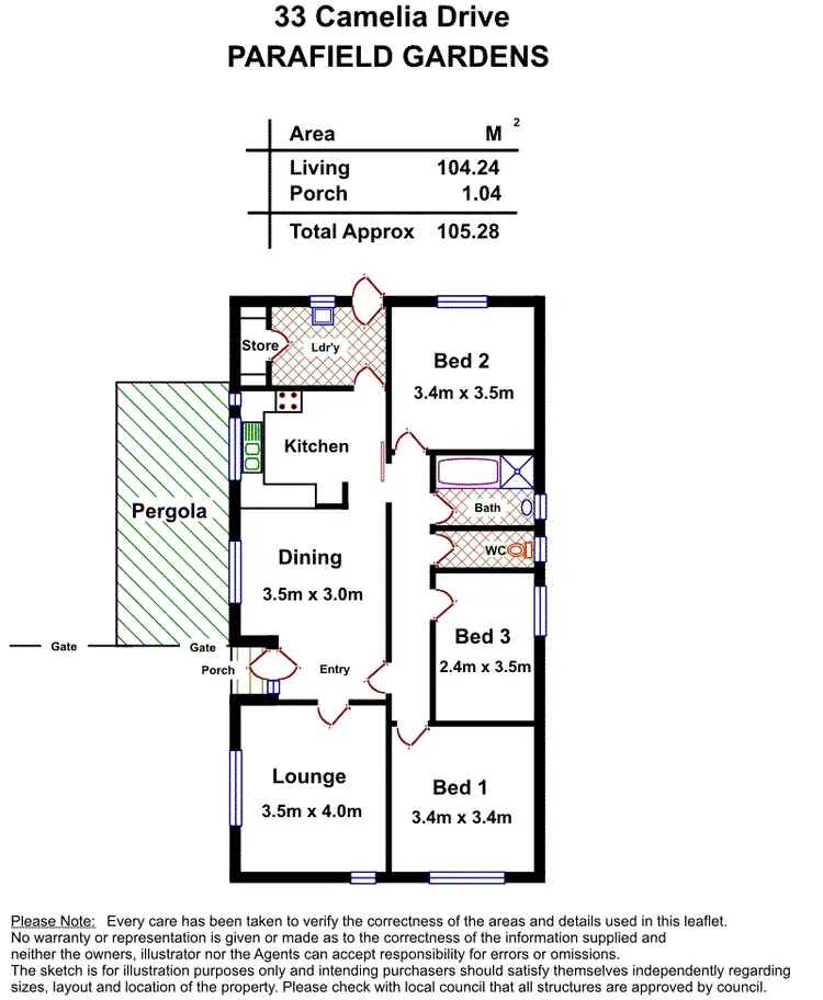 Floorplan of Homely house listing, 33 Camelia Drive, Parafield Gardens SA 5107
