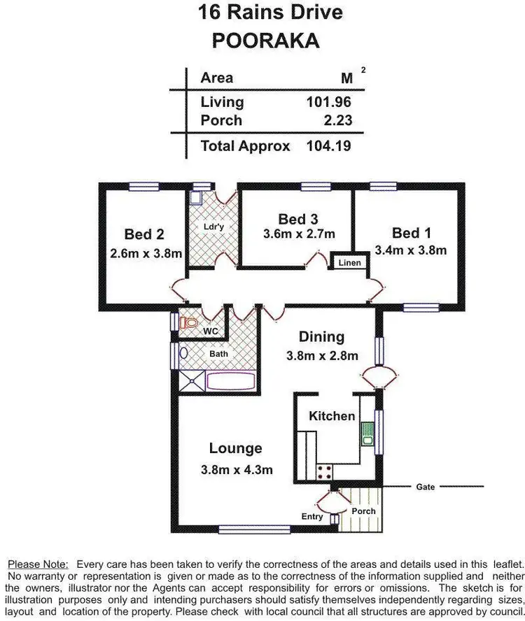 Floorplan of Homely house listing, 16 Rains Drive, Pooraka SA 5095
