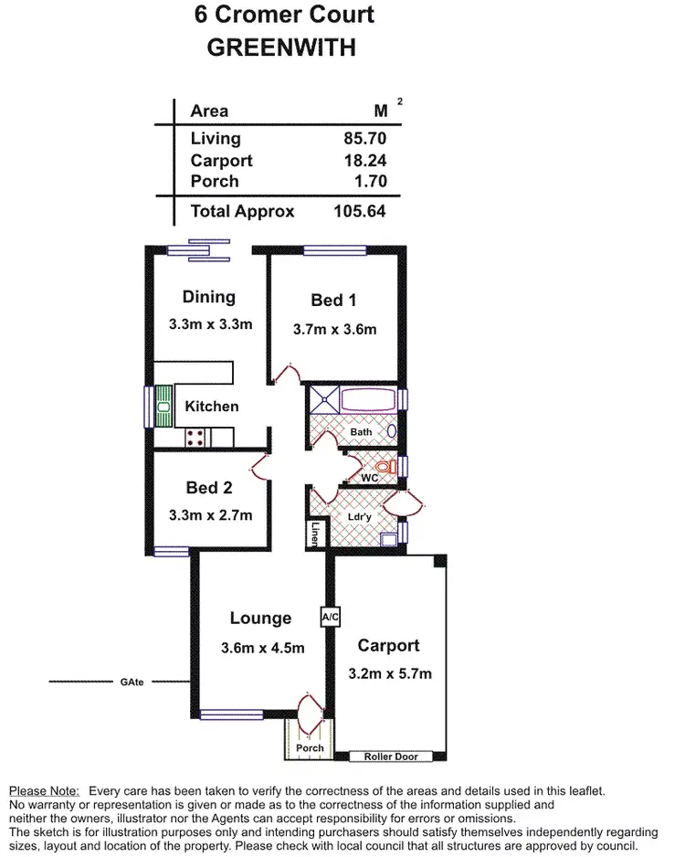 Floorplan of Homely house listing, 6 Cromer Court, Greenwith SA 5125