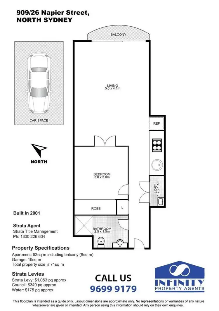 Floorplan of Homely apartment listing, 909/26 Napier Street, North Sydney NSW 2060