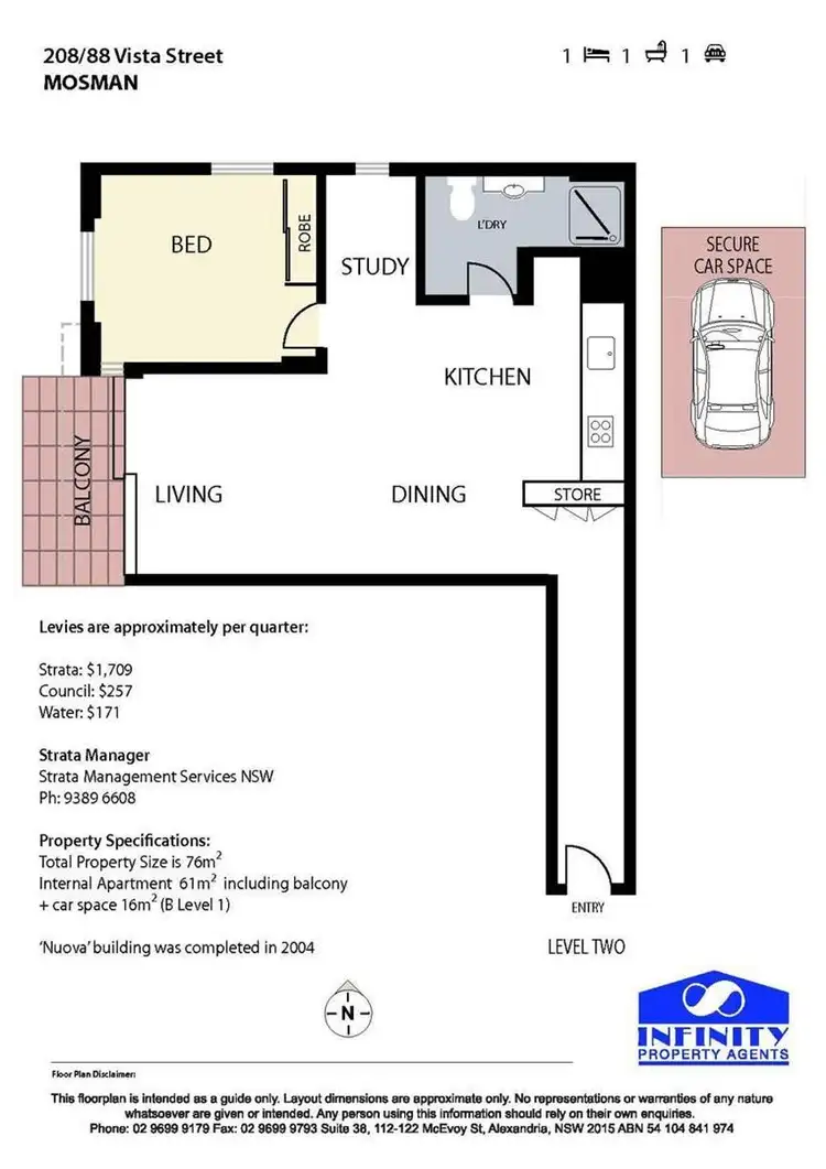 Floorplan of Homely apartment listing, 208/88 Vista Street, Mosman NSW 2088