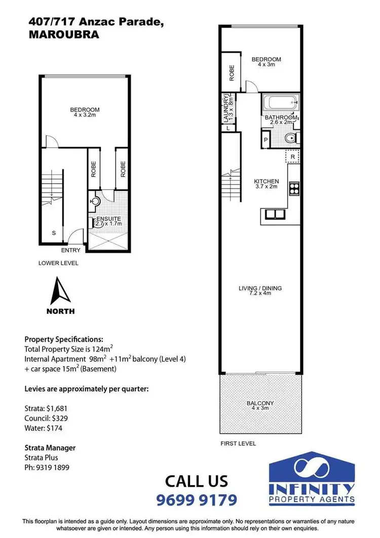 Floorplan of Homely apartment listing, 407/717 Anzac Parade, Maroubra NSW 2035