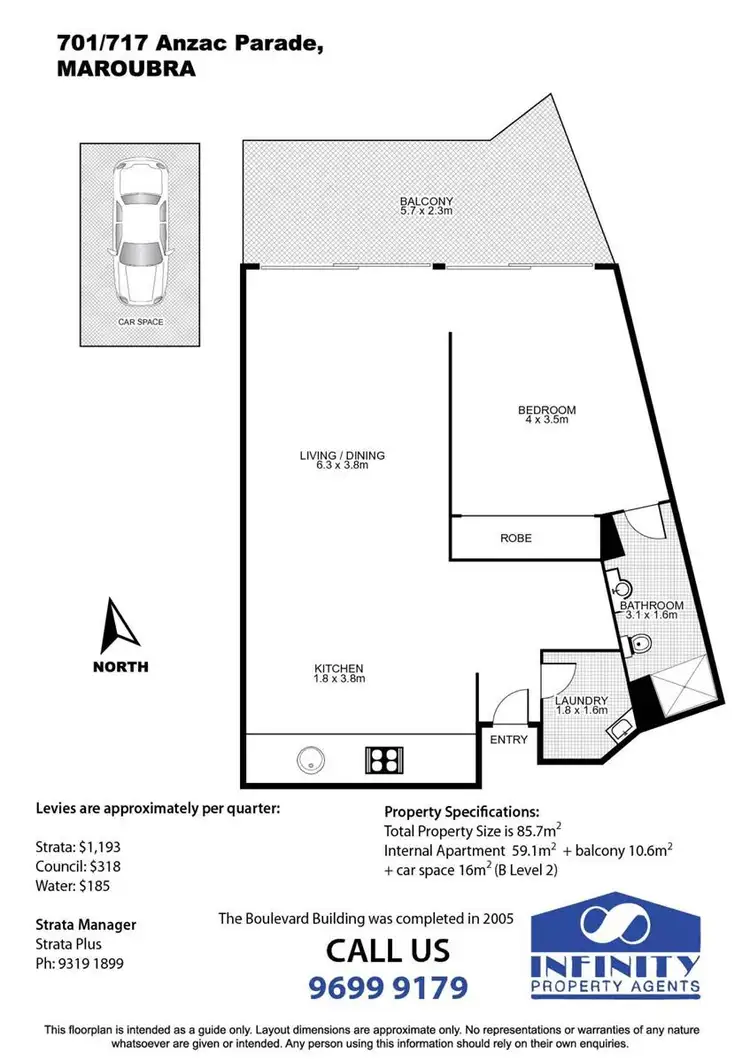 Floorplan of Homely apartment listing, 701/717 Anzac Parade, Maroubra NSW 2035