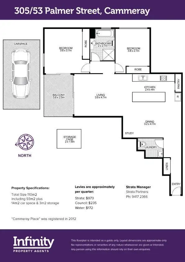 Floorplan of Homely apartment listing, 305/53 Palmer Street, Cammeray NSW 2062