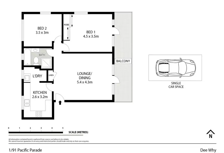 Floorplan of Homely unit listing, 1/91 Pacific Parade, Dee Why NSW 2099