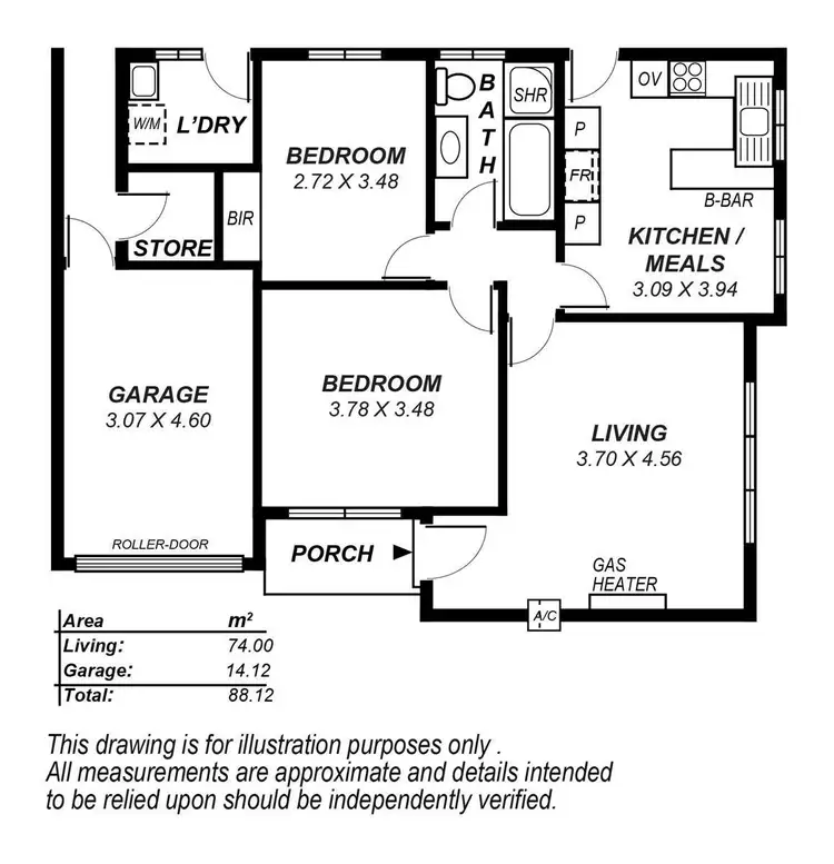 Floorplan of Homely unit listing, 1/59 Rowell Crescent, West Croydon SA 5008
