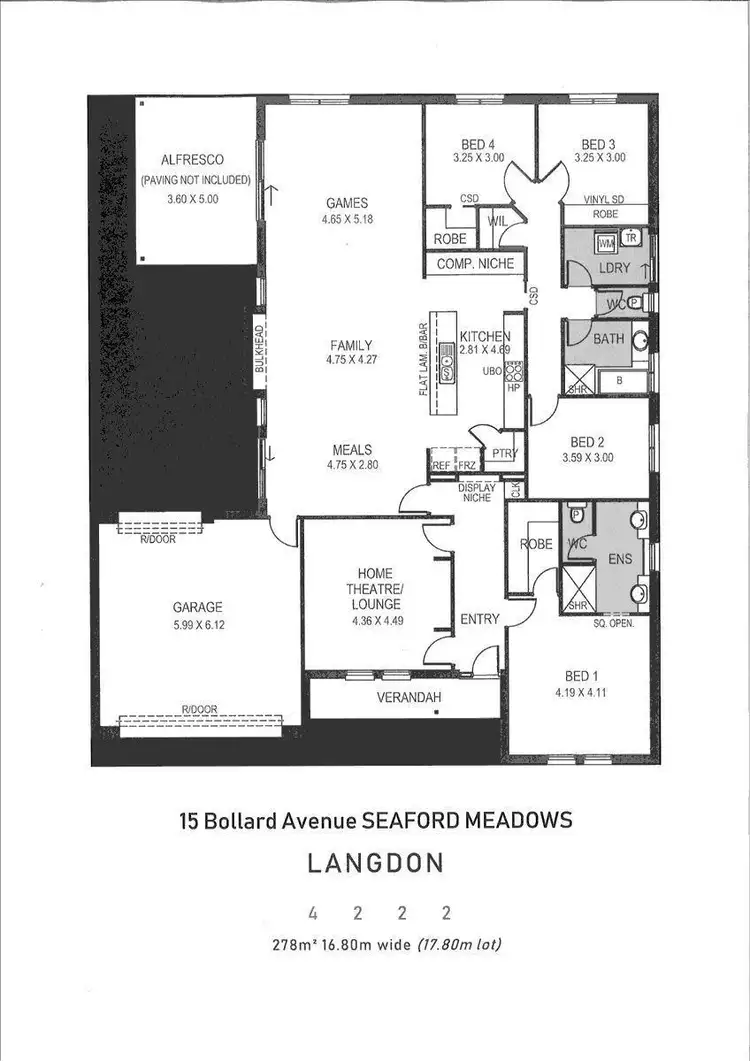 Floorplan of Homely house listing, 15 Bollard Avenue, Seaford Meadows SA 5169