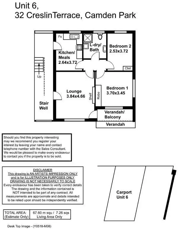 Floorplan of Homely unit listing, 6/32 Creslin Terrace, Camden Park SA 5038