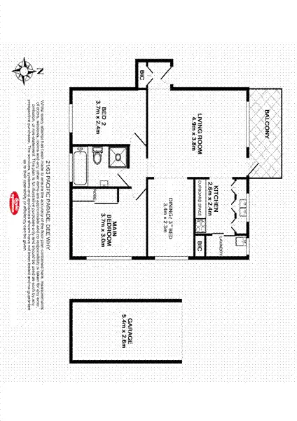 Floorplan of Homely unit listing, 21/63 Pacific Parade, Dee Why NSW 2099