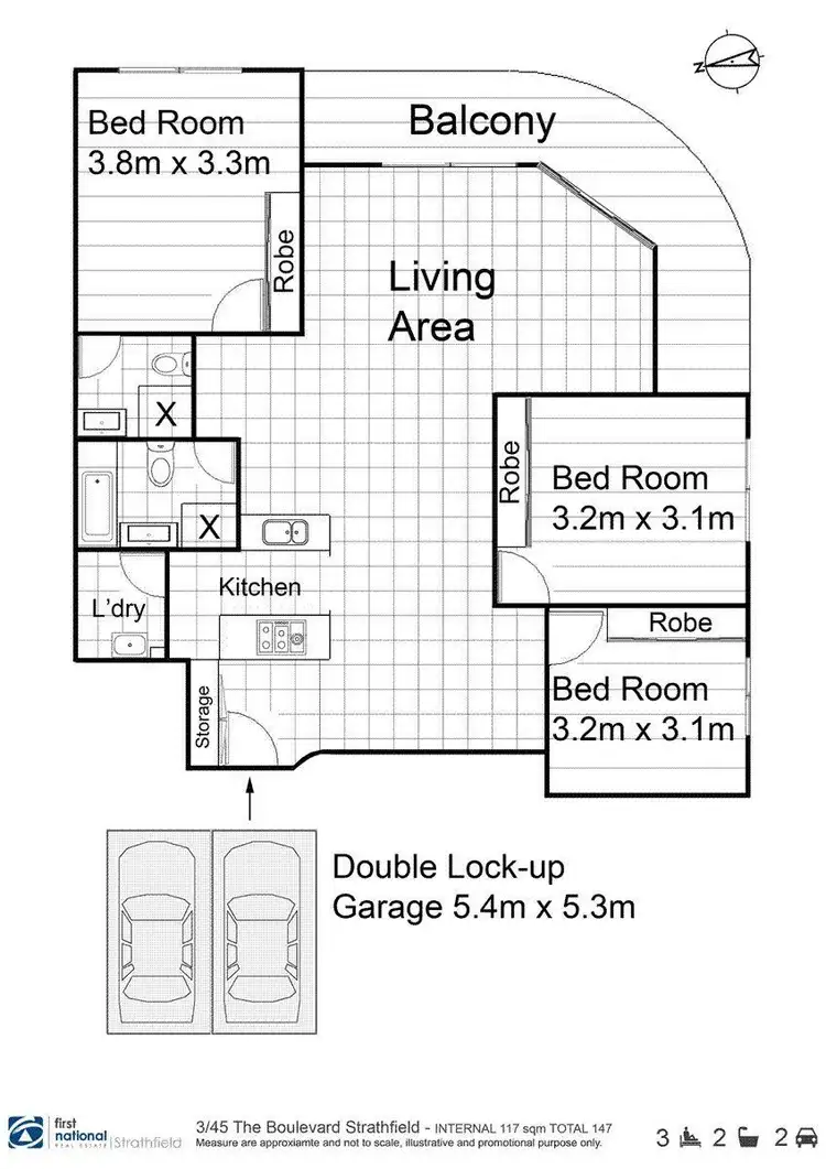 Floorplan of Homely unit listing, 3/45 The Boulevard, Strathfield NSW 2135