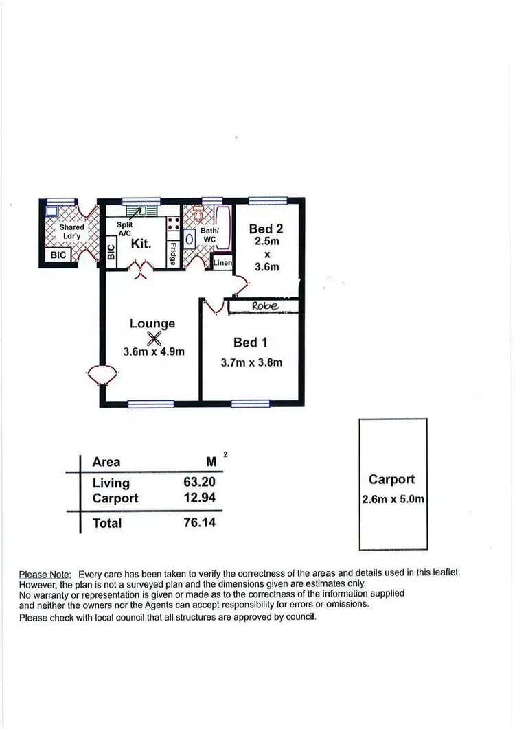 Floorplan of Homely unit listing, 1/3 Taylors Road, Mitcham SA 5062