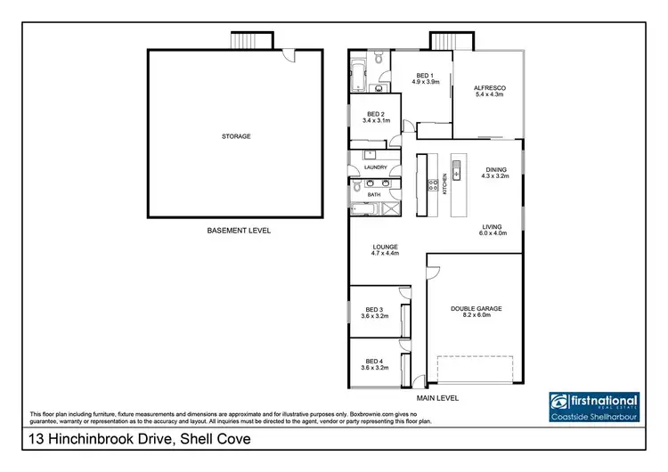 Floorplan of Homely house listing, 13 Hinchinbrook Drive, Shell Cove NSW 2529