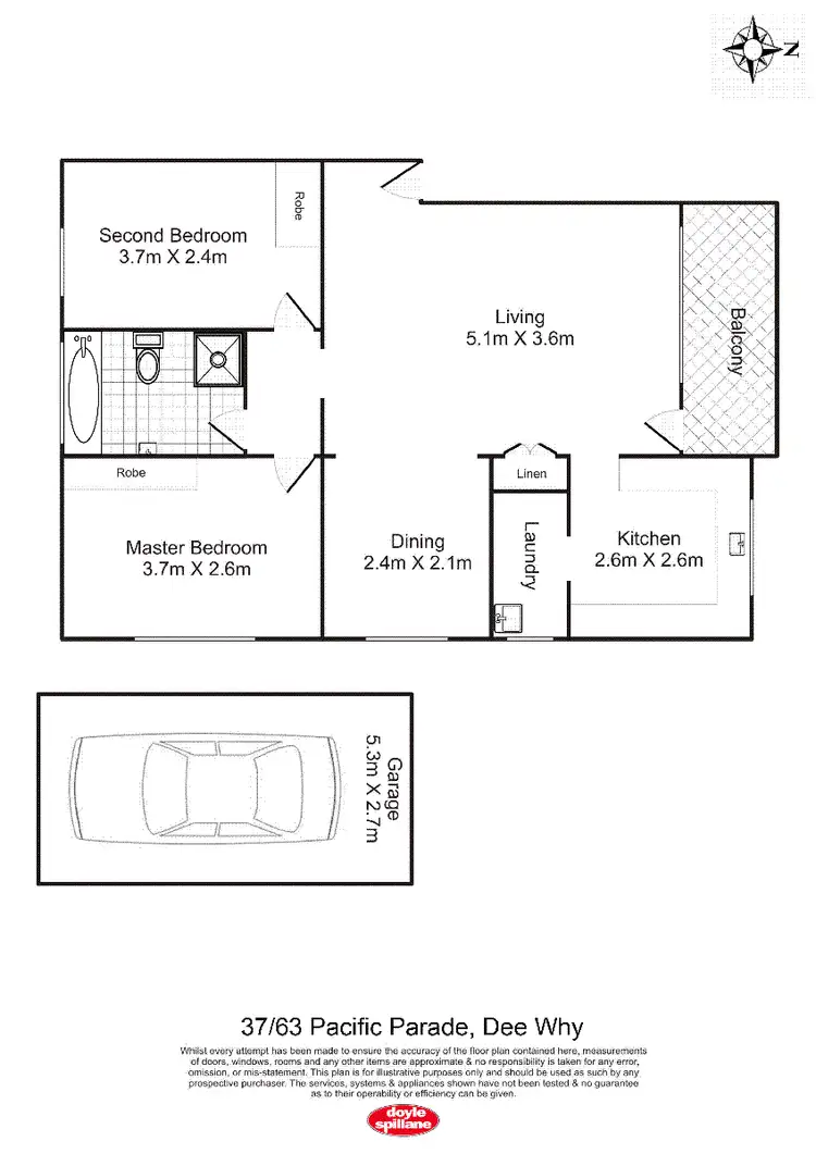 Floorplan of Homely unit listing, 37/63 Pacific Parade, Dee Why NSW 2099