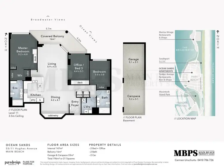 Floorplan of Homely apartment listing, 'Ocean Sands' 11 Hughes Avenue, Main Beach QLD 4217