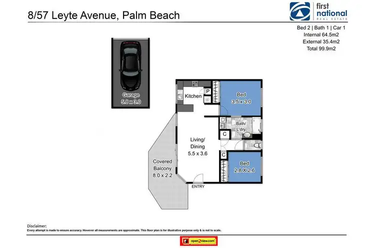 Floorplan of Homely unit listing, 8/57 Leyte Avenue, Palm Beach QLD 4221