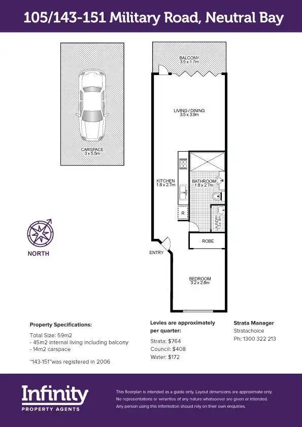 Floorplan of Homely apartment listing, 105/143-151 Military Road, Neutral Bay NSW 2089