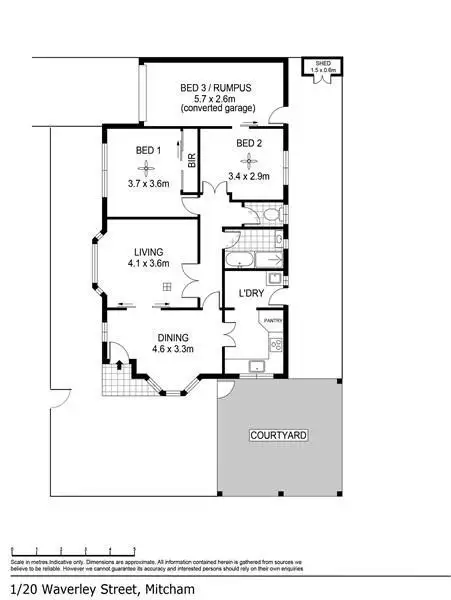 Floorplan of Homely unit listing, 1/20 Waverley Street, Mitcham SA 5062