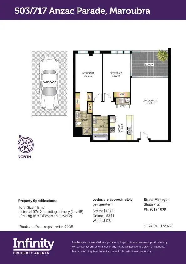 Floorplan of Homely apartment listing, 503/717 Anzac Parade, Maroubra NSW 2035