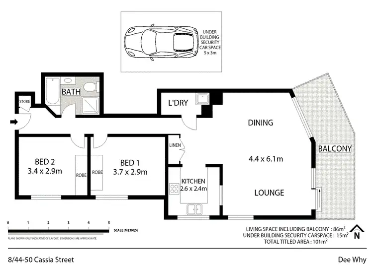 Floorplan of Homely unit listing, 8/44-50 Cassia Street, Dee Why NSW 2099