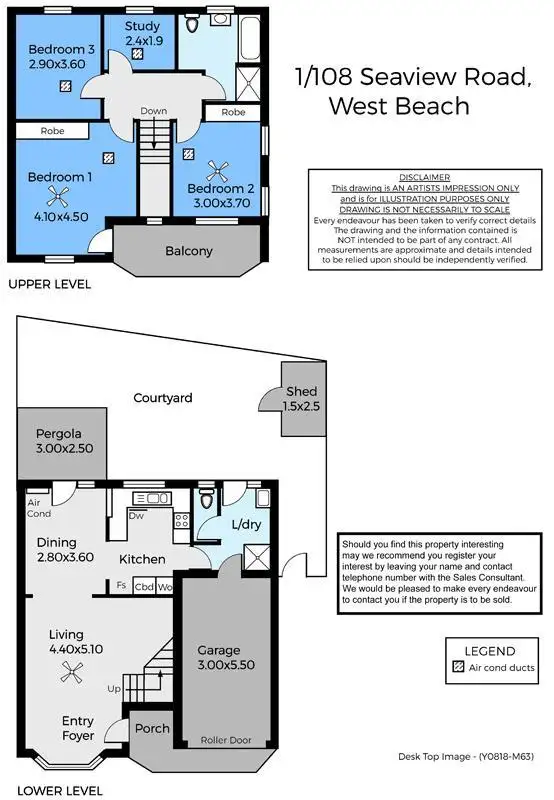 Floorplan of Homely townhouse listing, 1/108 Seaview Road, West Beach SA 5024