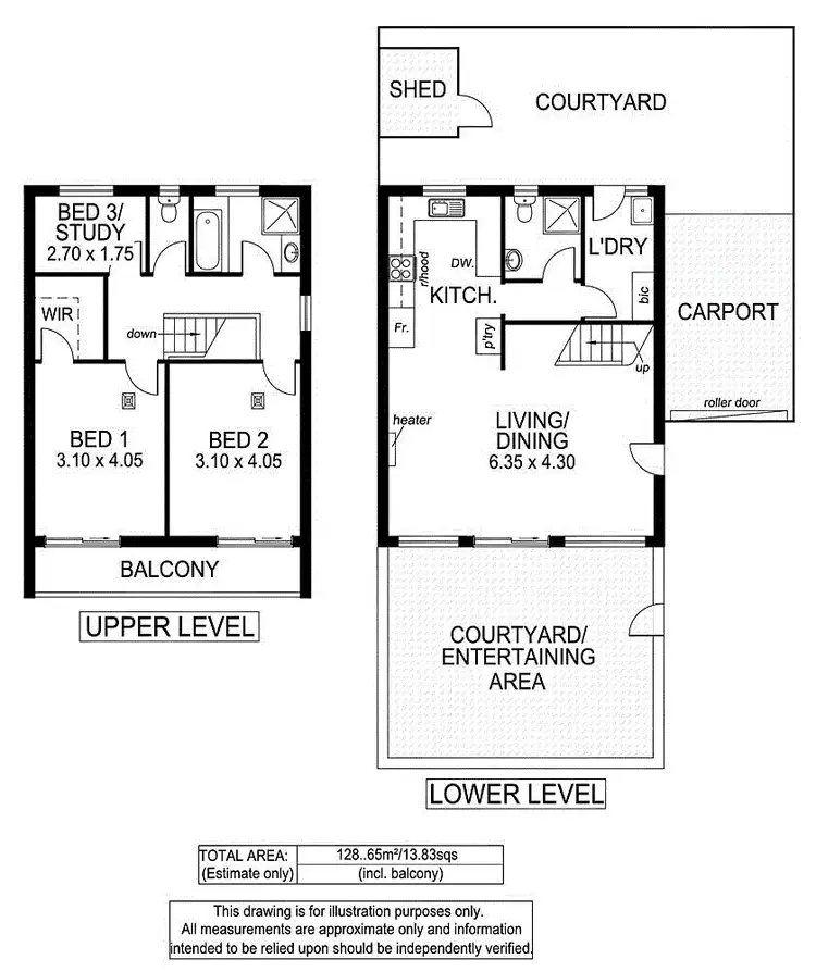 Floorplan of Homely townhouse listing, 1/8 Hare Street, Kurralta Park SA 5037