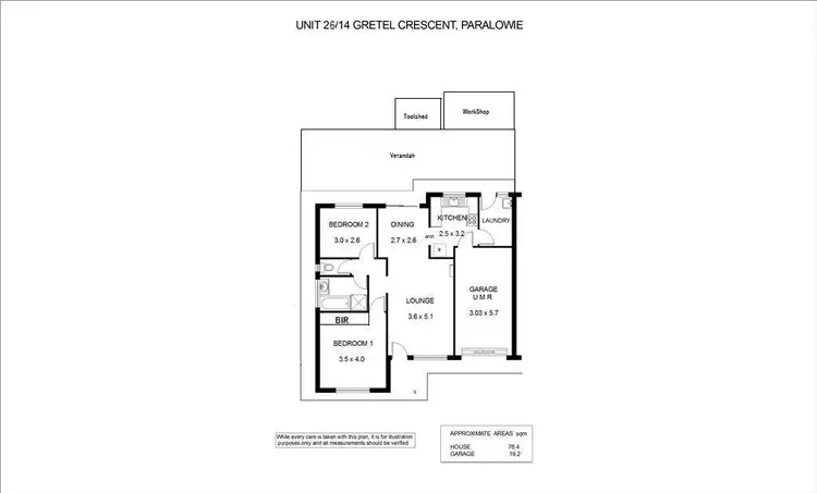 Floorplan of Homely unit listing, 26/14 Gretel Crescent, Paralowie SA 5108
