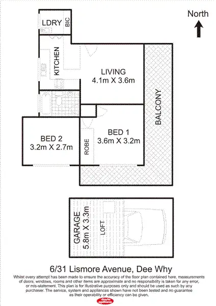 Floorplan of Homely unit listing, 6/31 Lismore Avenue, Dee Why NSW 2099